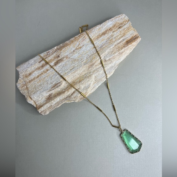 Bohemian Green Crystal Long Necklace - Stylish Large Crystal Necklace - Picture 12 of 14